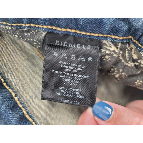 Richie Le Mens Straight‎ Leg Stretch Denim Jeans RLC-114 Vintage Wash Distressed - Picture 5 of 6